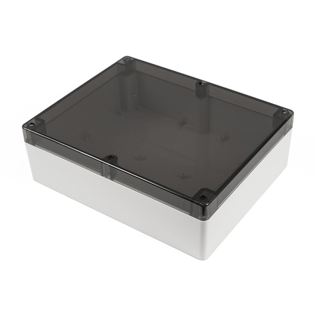 HAMMOND MFG. Enclosure, 300x240x95mm Polycarbonate NEMA 4X/ 6P, Smoked lid 1554Y2GYSL